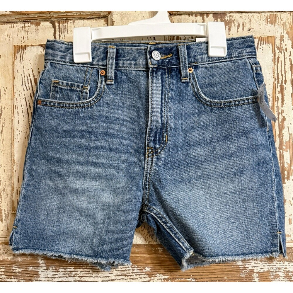 Old Navy Girls Slouchy Straight Adjust Waist Frayed-Hem Jean Shorts - Size 10